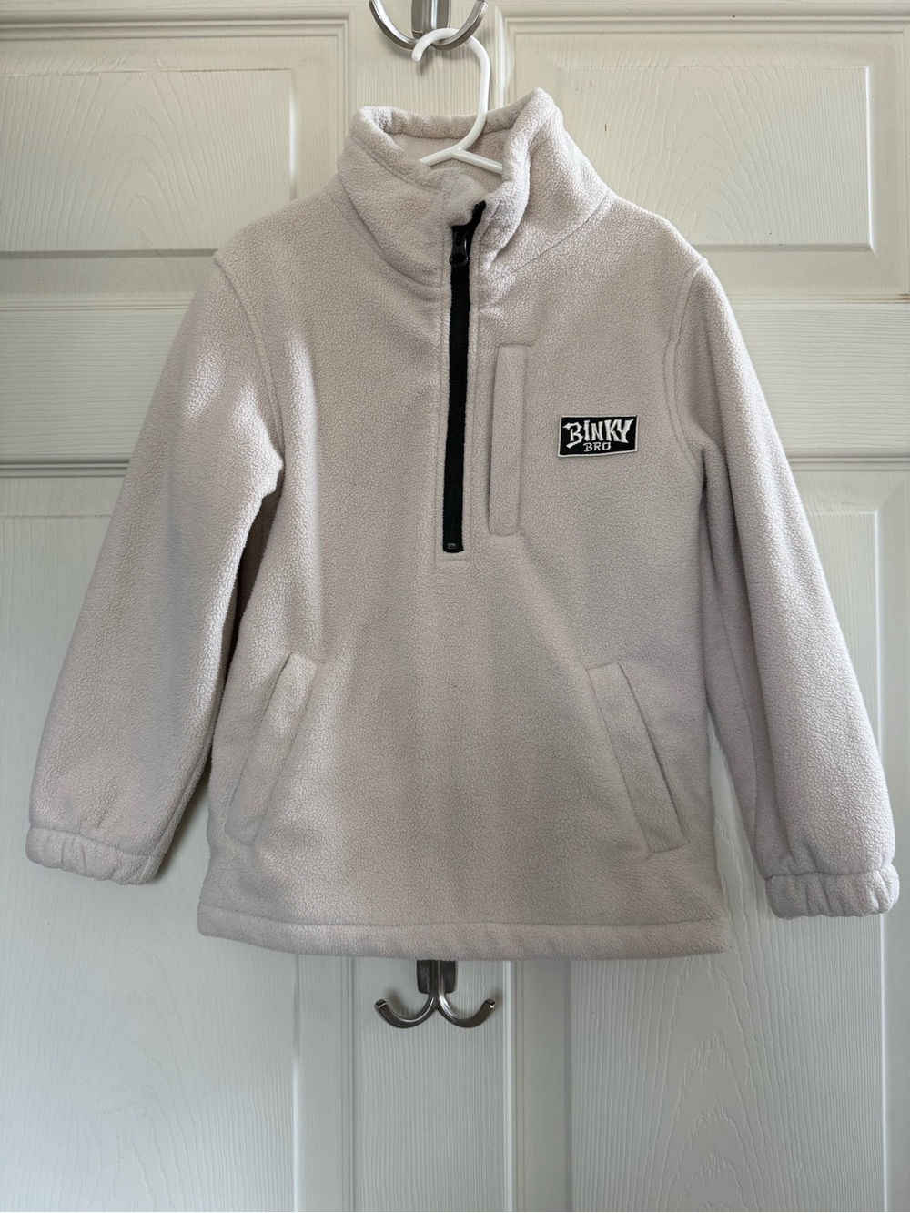BinkyBro boys cream Fleece Pullover - Cozy Half-Zip Top